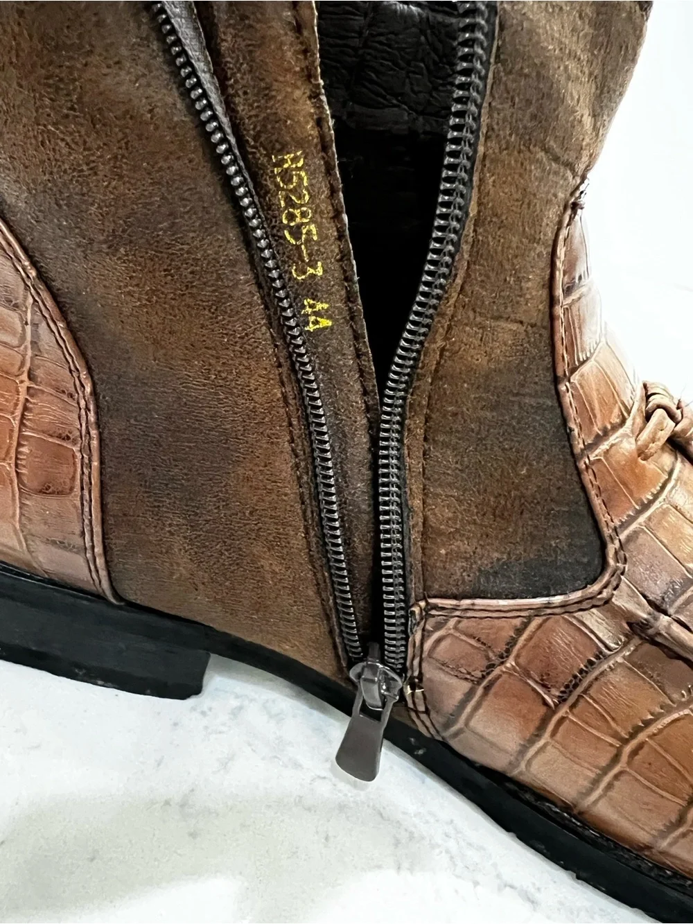 Men's Brown Croc-Embossed Tassel Chelsea Boots